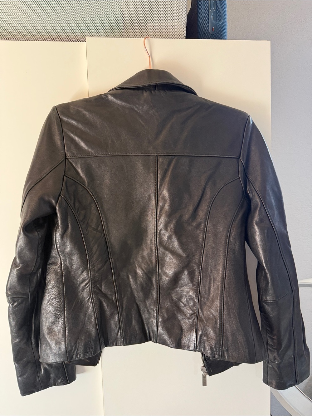 Leather collared jacket - Picture 3 of 5